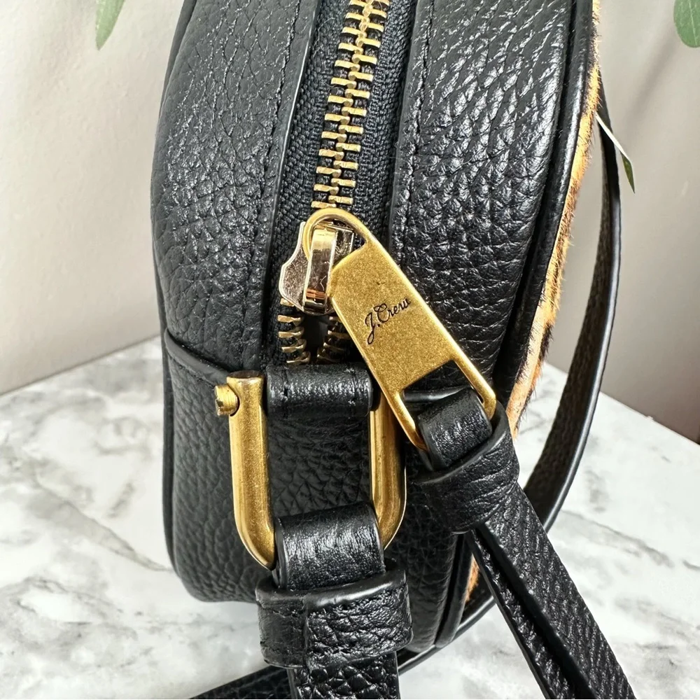 J CREW Devon Camera Leopard Calf Hair Leather Crossbody Bag - Picture 5 of 13